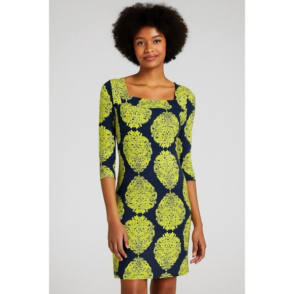 Lilly Pulitzer Dresses & Skirts - Lilly Pulitzer 100% Silk Womens Midi Dress 2 Navy Blue Green Resort Medallion